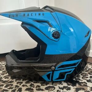Blue and Black Fly Racing Helmet